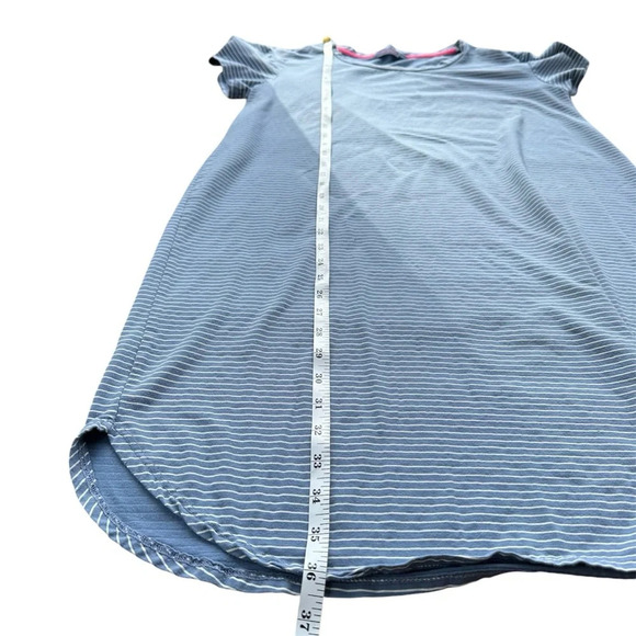 Fresh Produce Shirt Dress Blue White Stripes Medium Round Split Hem Style 22691 - Picture 5 of 7